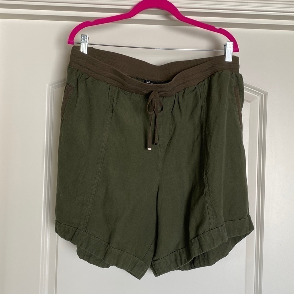 Lane Bryant Linen Pull on Cargo Shorts Womens 22/24  Beach casual Lagenlook Boho